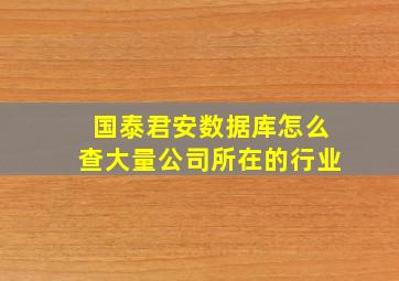 国泰君安数据库怎么查大量公司所在的行业