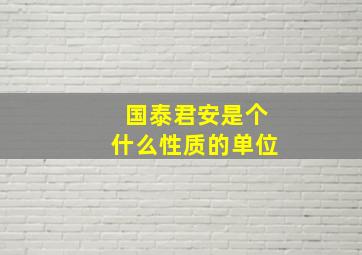 国泰君安是个什么性质的单位