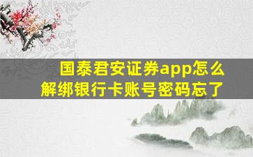 国泰君安证券app怎么解绑银行卡账号密码忘了