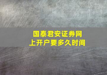 国泰君安证券网上开户要多久时间