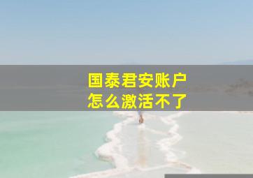 国泰君安账户怎么激活不了