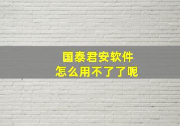 国泰君安软件怎么用不了了呢