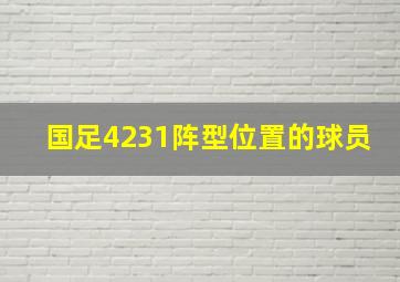 国足4231阵型位置的球员