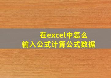 在excel中怎么输入公式计算公式数据