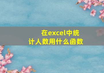 在excel中统计人数用什么函数