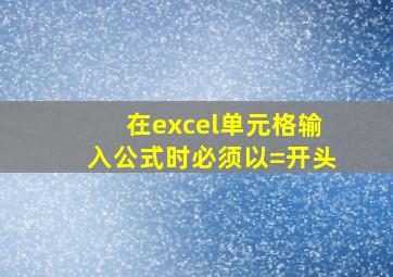 在excel单元格输入公式时必须以=开头