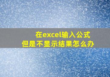 在excel输入公式但是不显示结果怎么办