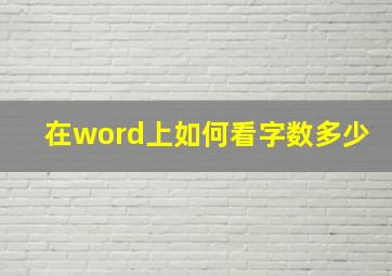 在word上如何看字数多少