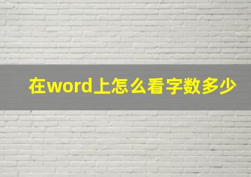 在word上怎么看字数多少