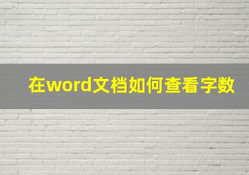 在word文档如何查看字数