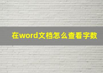 在word文档怎么查看字数