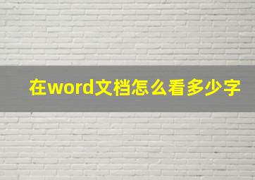 在word文档怎么看多少字