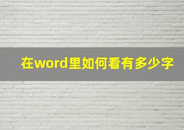 在word里如何看有多少字