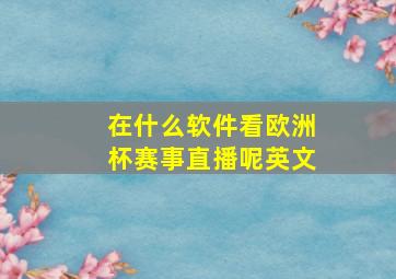 在什么软件看欧洲杯赛事直播呢英文