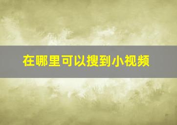 在哪里可以搜到小视频