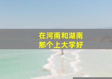 在河南和湖南那个上大学好