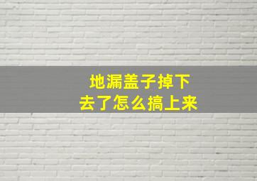 地漏盖子掉下去了怎么搞上来