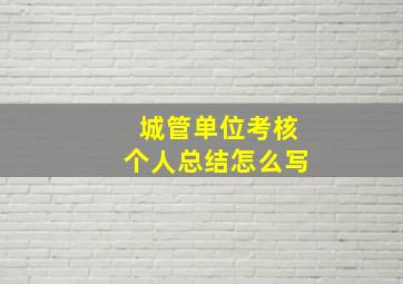 城管单位考核个人总结怎么写