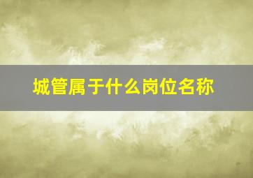 城管属于什么岗位名称