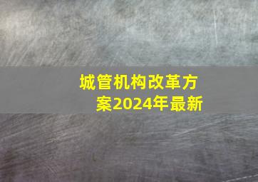 城管机构改革方案2024年最新