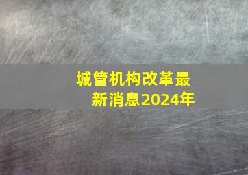 城管机构改革最新消息2024年