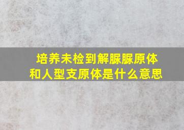 培养未检到解脲脲原体和人型支原体是什么意思