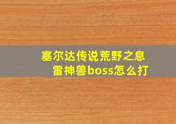 塞尔达传说荒野之息雷神兽boss怎么打