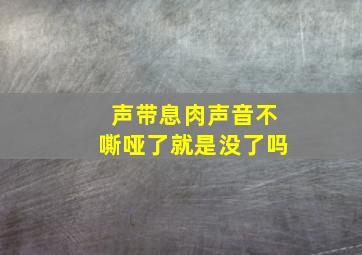 声带息肉声音不嘶哑了就是没了吗