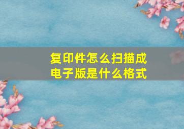 复印件怎么扫描成电子版是什么格式