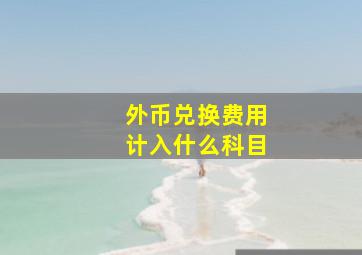 外币兑换费用计入什么科目