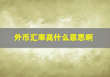 外币汇率高什么意思啊