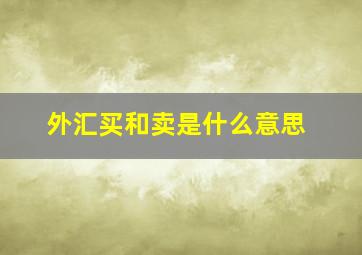 外汇买和卖是什么意思