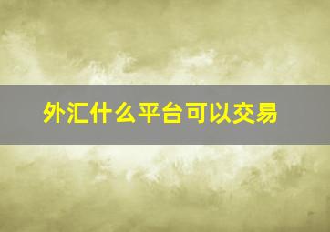 外汇什么平台可以交易