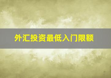 外汇投资最低入门限额