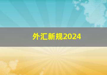 外汇新规2024