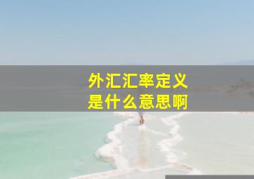 外汇汇率定义是什么意思啊