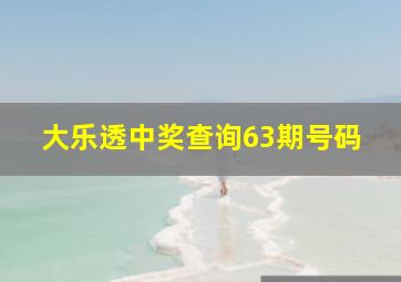 大乐透中奖查询63期号码