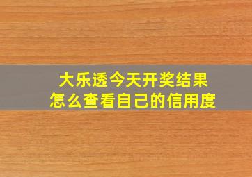 大乐透今天开奖结果怎么查看自己的信用度