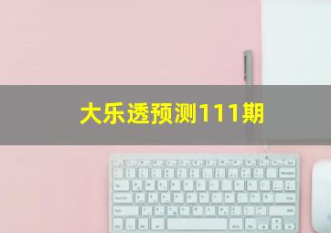 大乐透预测111期