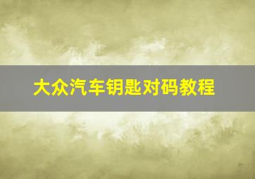 大众汽车钥匙对码教程