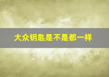 大众钥匙是不是都一样