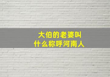 大伯的老婆叫什么称呼河南人