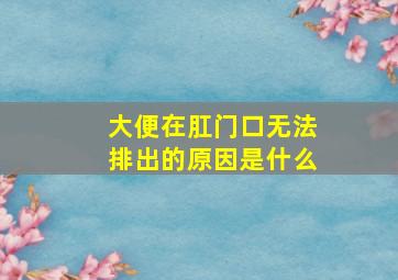 大便在肛门口无法排出的原因是什么