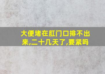 大便堵在肛门口排不出来,二十几天了,要紧吗