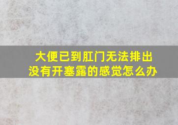 大便已到肛门无法排出没有开塞露的感觉怎么办