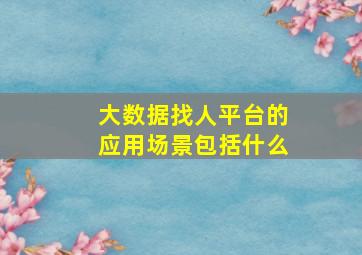 大数据找人平台的应用场景包括什么