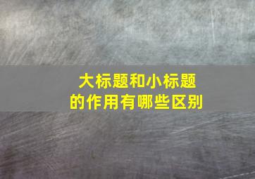 大标题和小标题的作用有哪些区别