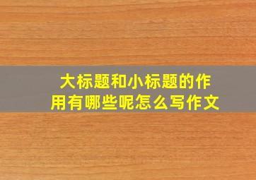 大标题和小标题的作用有哪些呢怎么写作文