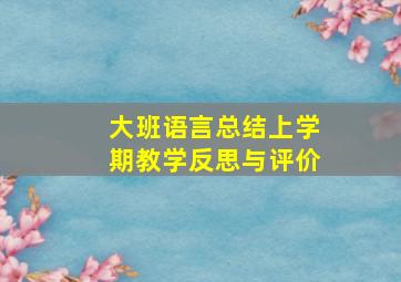 大班语言总结上学期教学反思与评价