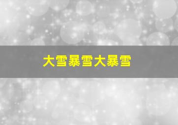 大雪暴雪大暴雪